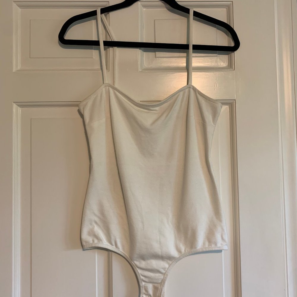 Free People Square Neck Bodysuit in White/Cream